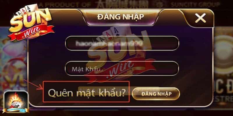 Đăng nhập Sunwin Chọn quên mật khẩu để đặt lại mật khẩu mới khi quên tài khoản