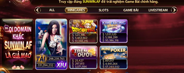 Sảnh Trò Chơi Tại Minigame SunWin